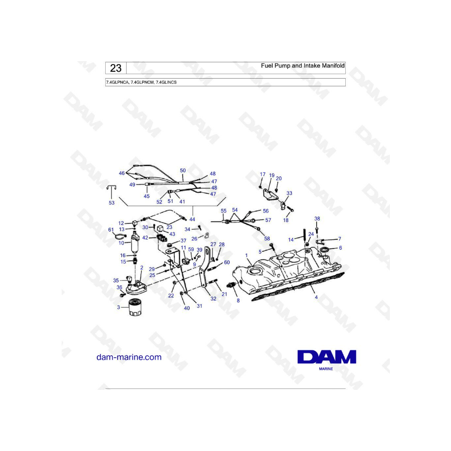 Volvo Penta 7.4L GL - Fuel pump & intake manifold