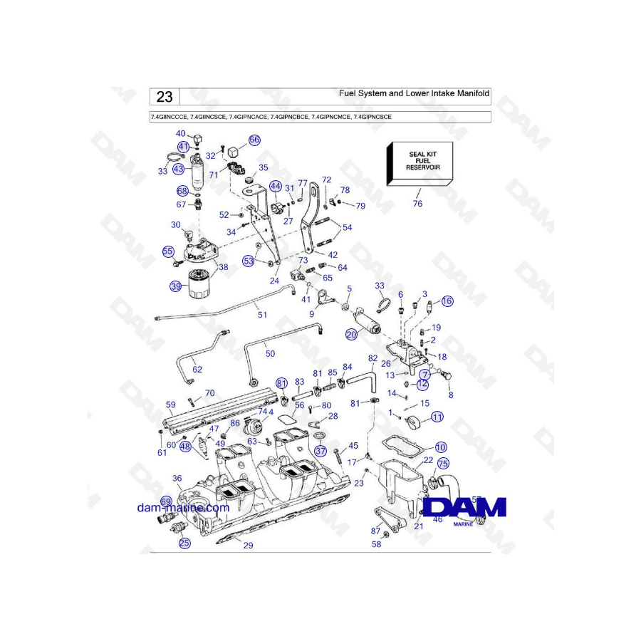 Volvo Penta 7.4L GL - Fuel system & lower intake manifold