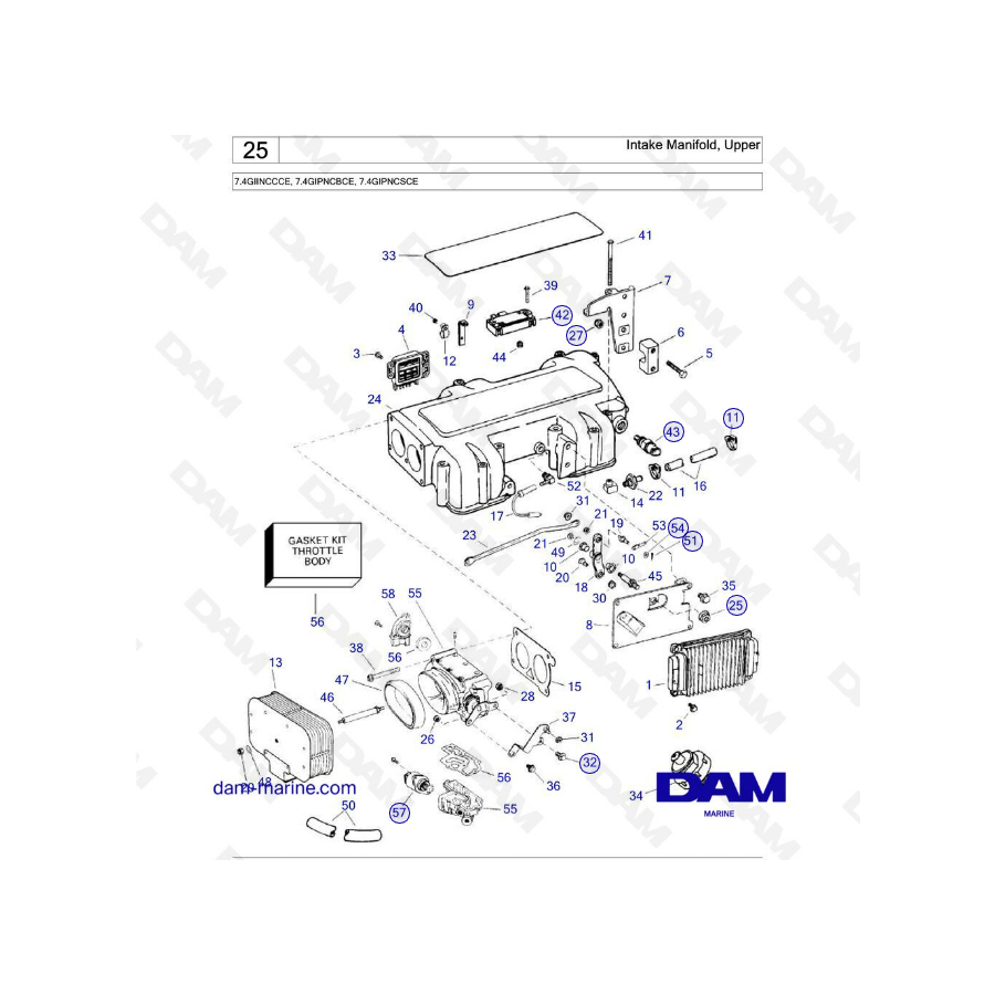 Volvo Penta 7.4L GL - Intake manifold, upper