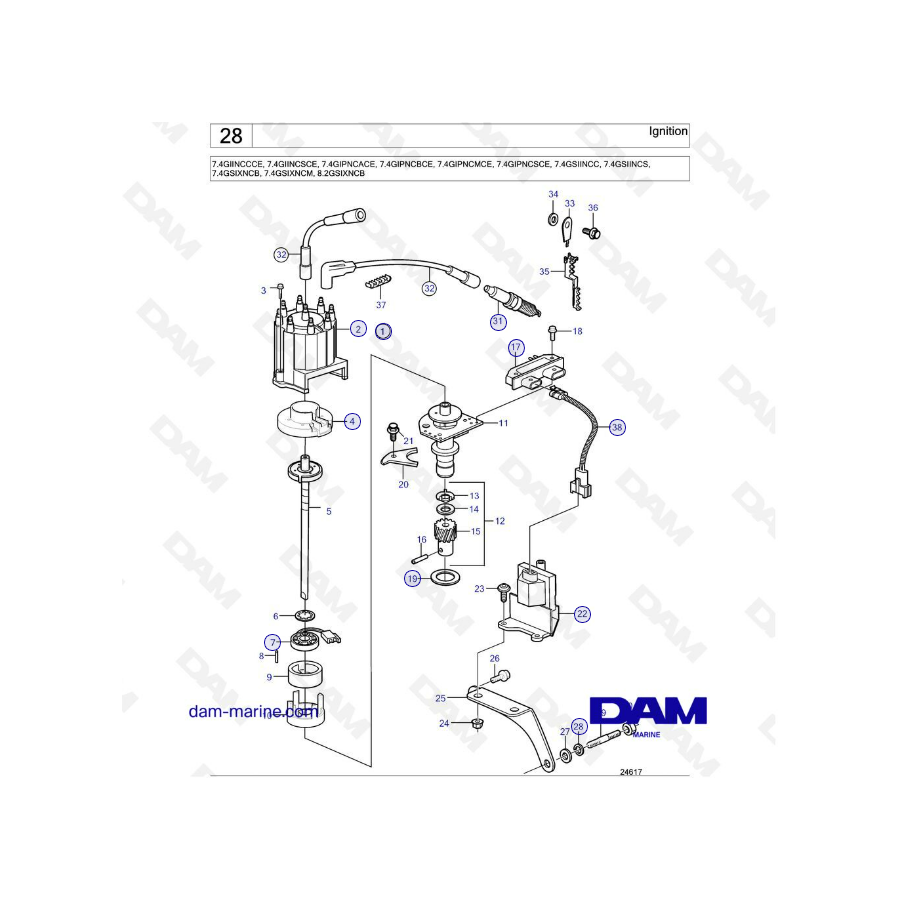 Volvo Penta 7.4L GL - Encendido