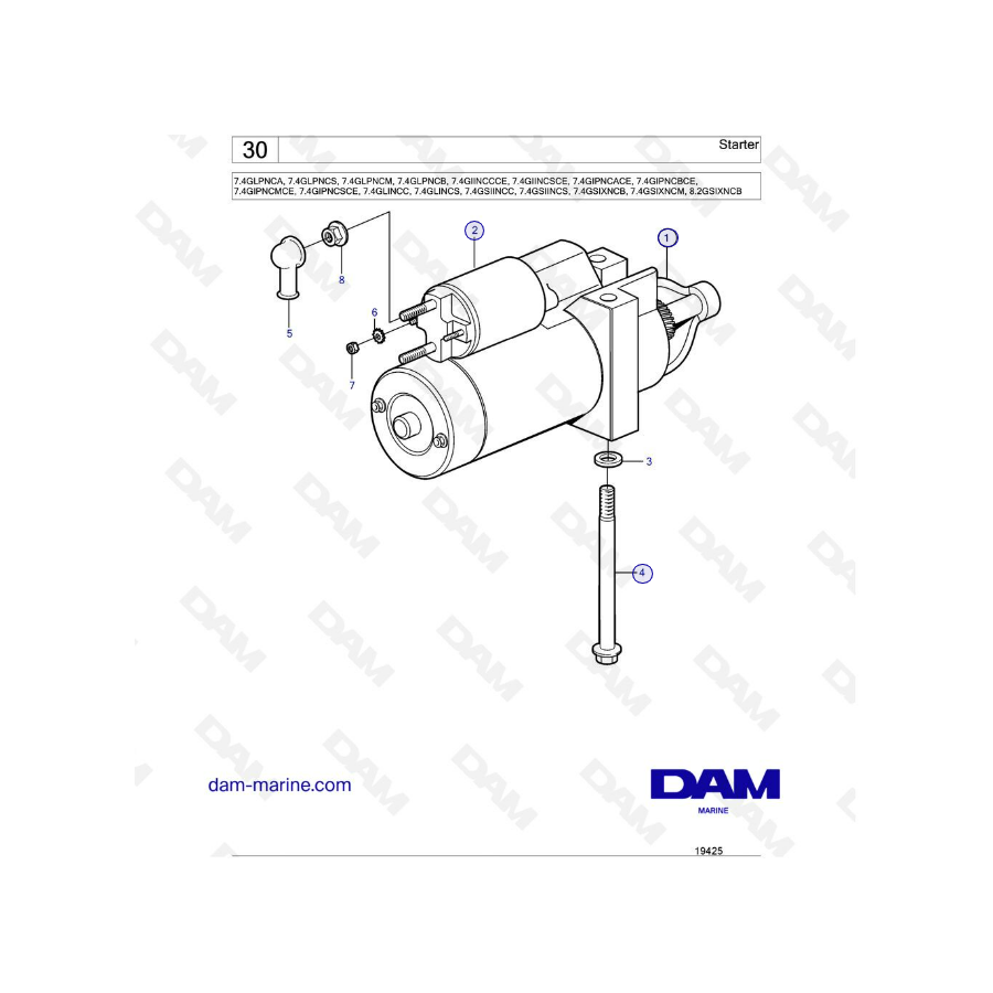 Volvo Penta 7.4L GL - Motor de arranque