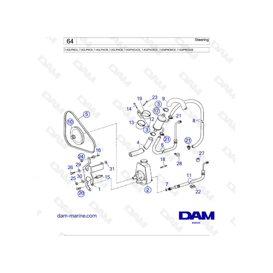 Volvo Penta 7.4L GL - Dirección