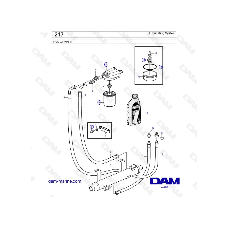 Volvo Penta 8.1L GXI - Lubricating system