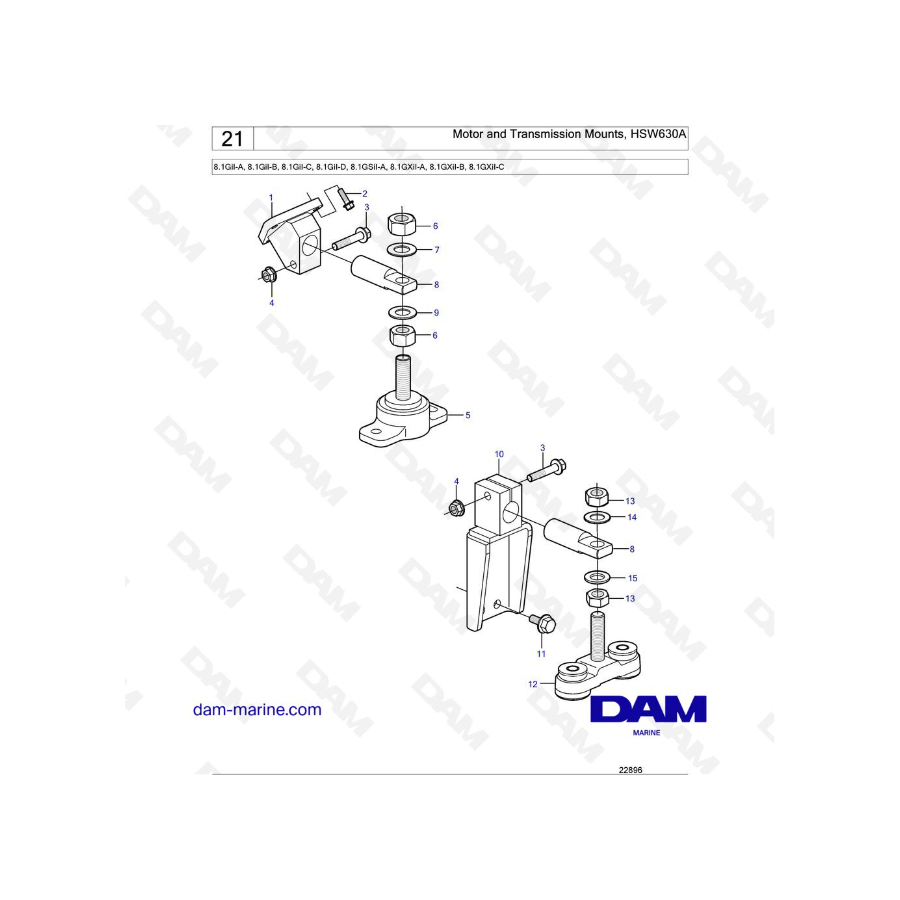 Volvo Penta 8.1L GI - Soportes de motor y transmisión HSW630A