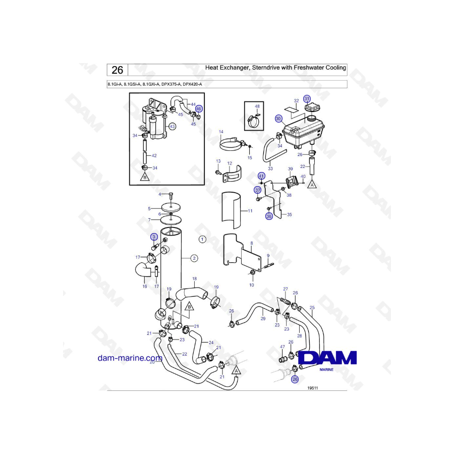 Volvo Penta 8.1L GI - Heat Exchanger, Sterndrive with Freshwater Cooling