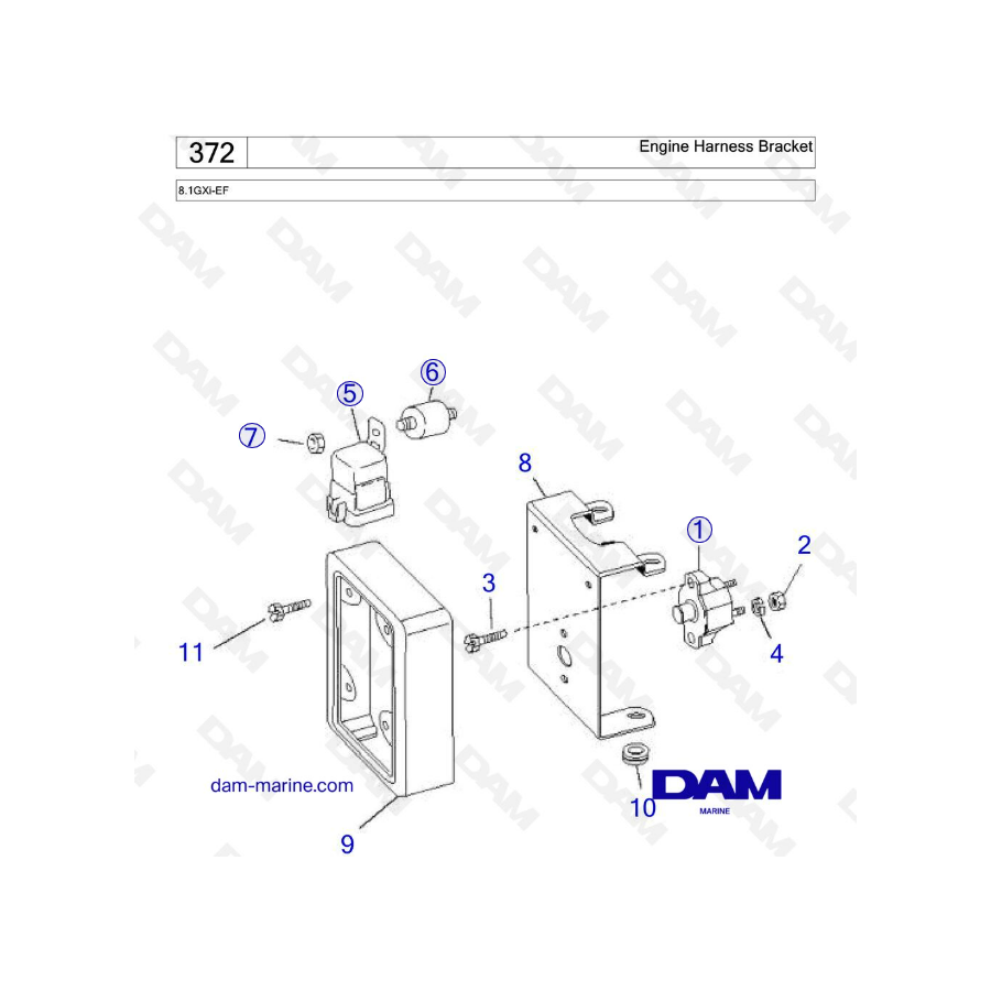 Volvo Penta 8.1L GXI - Engine harness bracket