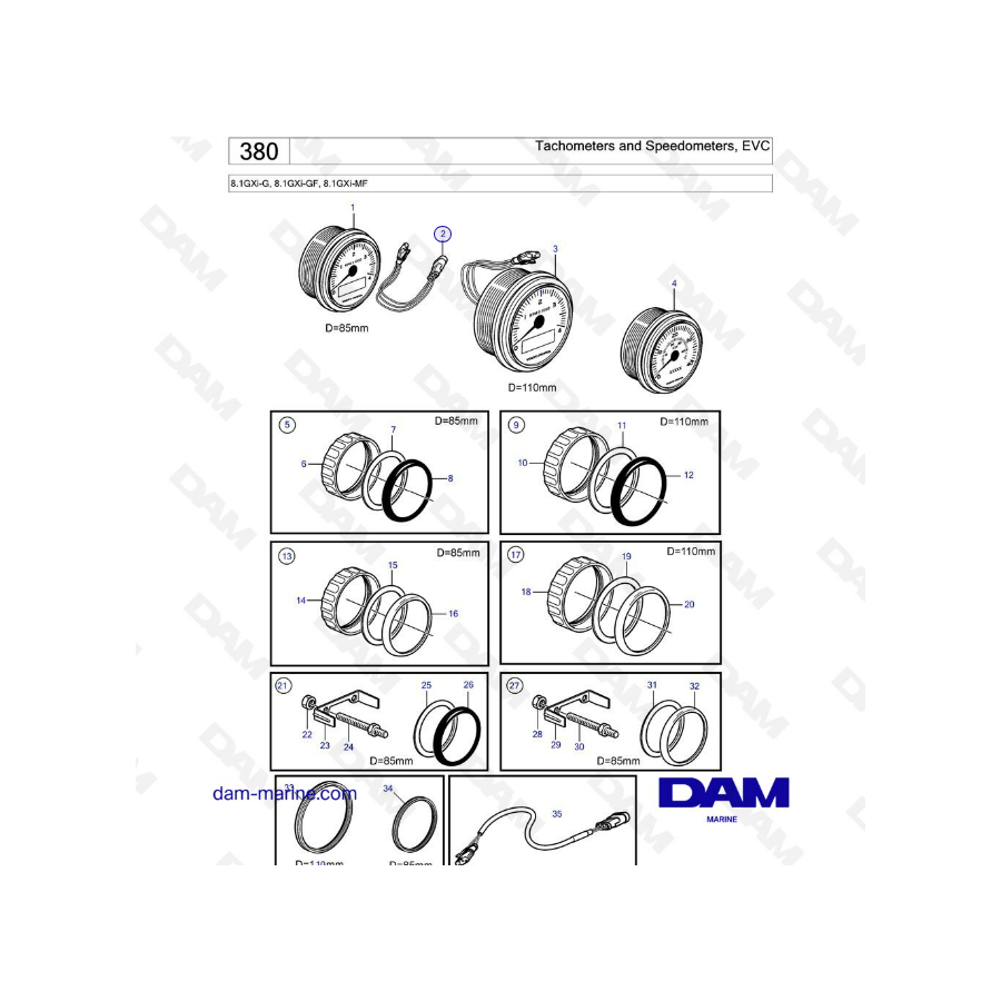 Volvo Penta 8.1L GXI - Tachometers and Speedometers, EVC