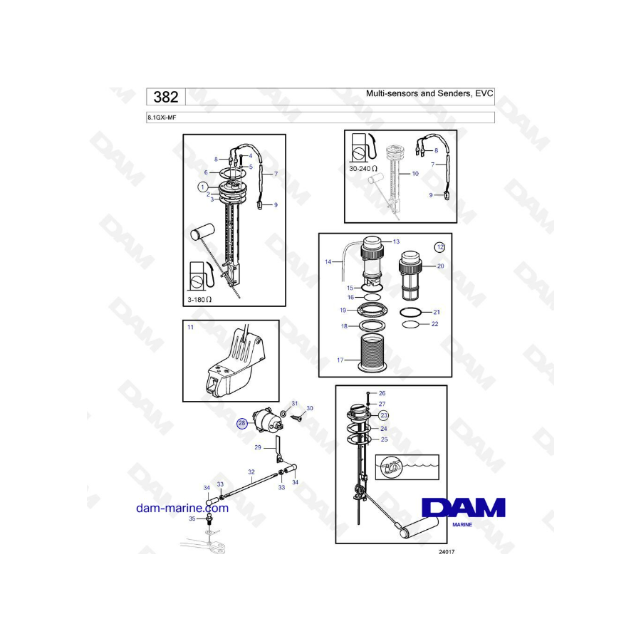 Volvo Penta 8.1L GXI - Multisensores y emisores, EVC