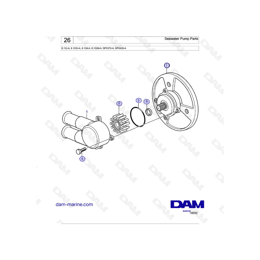 Volvo Penta 8.1L GI - Bomba de agua de mar Piezas