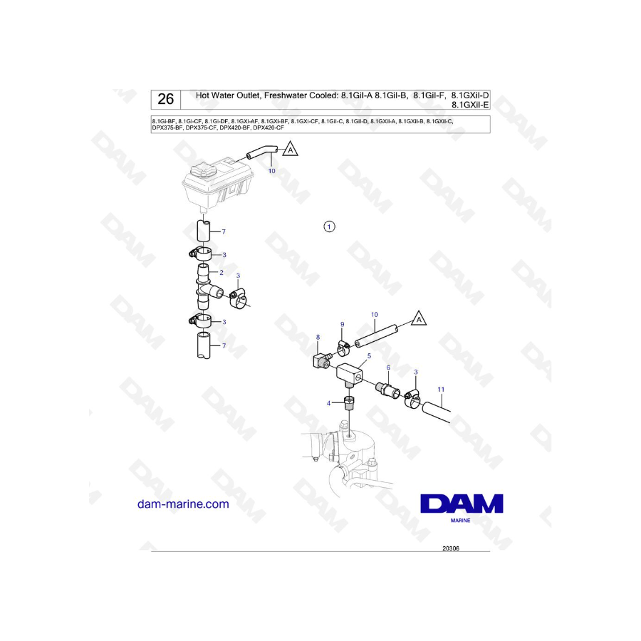 Volvo Penta 8.1L GI - Hot Water Outlet, Freshwater Cooled