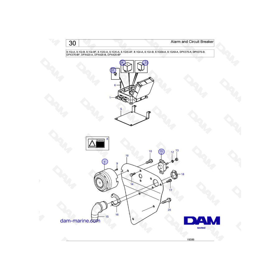 Volvo Penta 8.1L GI - Alarma y disyuntor