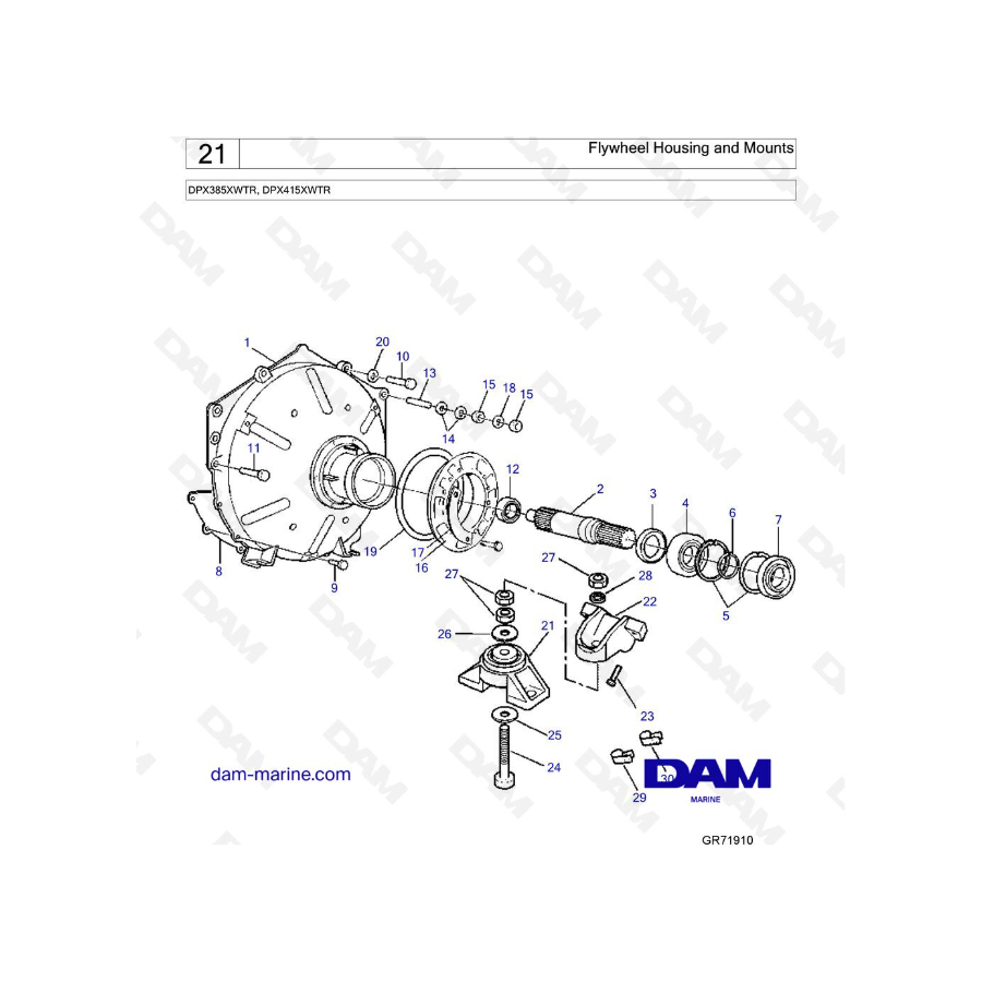 Volvo Penta 7.4L GI - Carcasa y soportes del volante