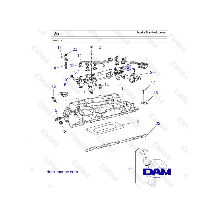 Volvo Penta 7.4L GI - Intake Manifold, Lower