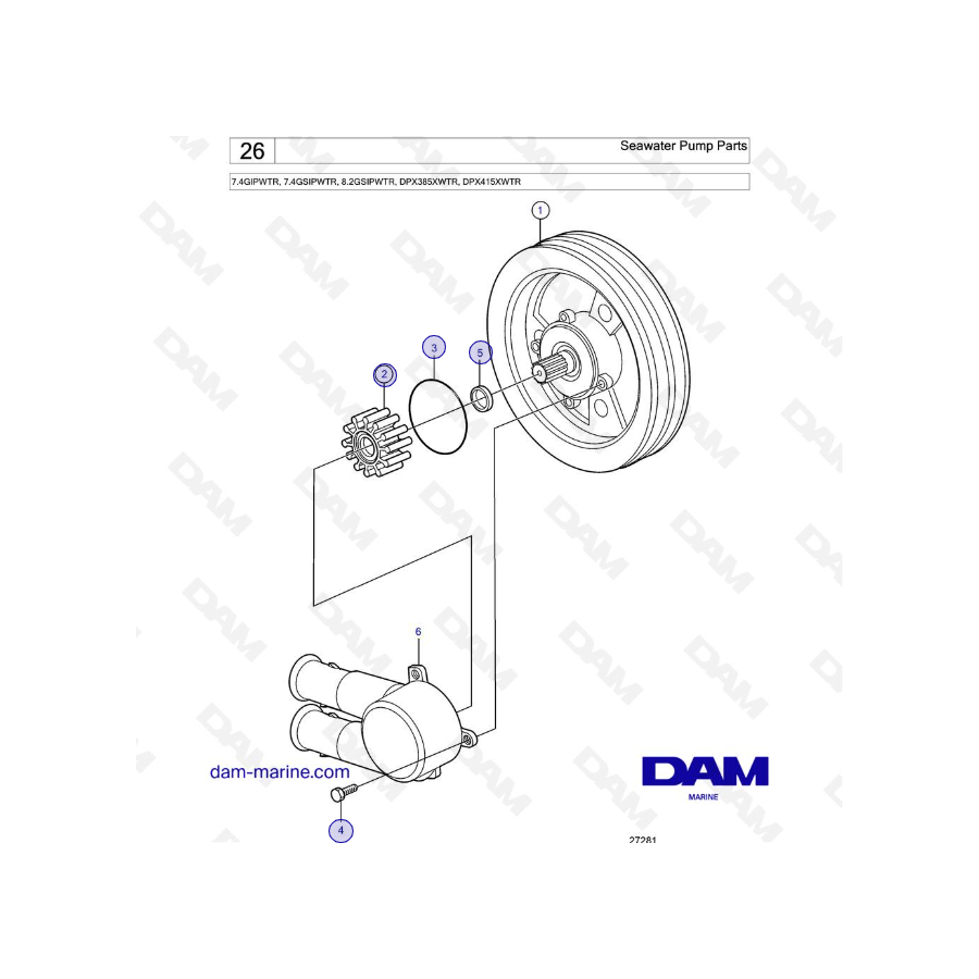 Volvo Penta 7.4L GI - Bomba de agua de mar Piezas