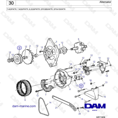 Volvo Penta 7.4L GI - Alternator