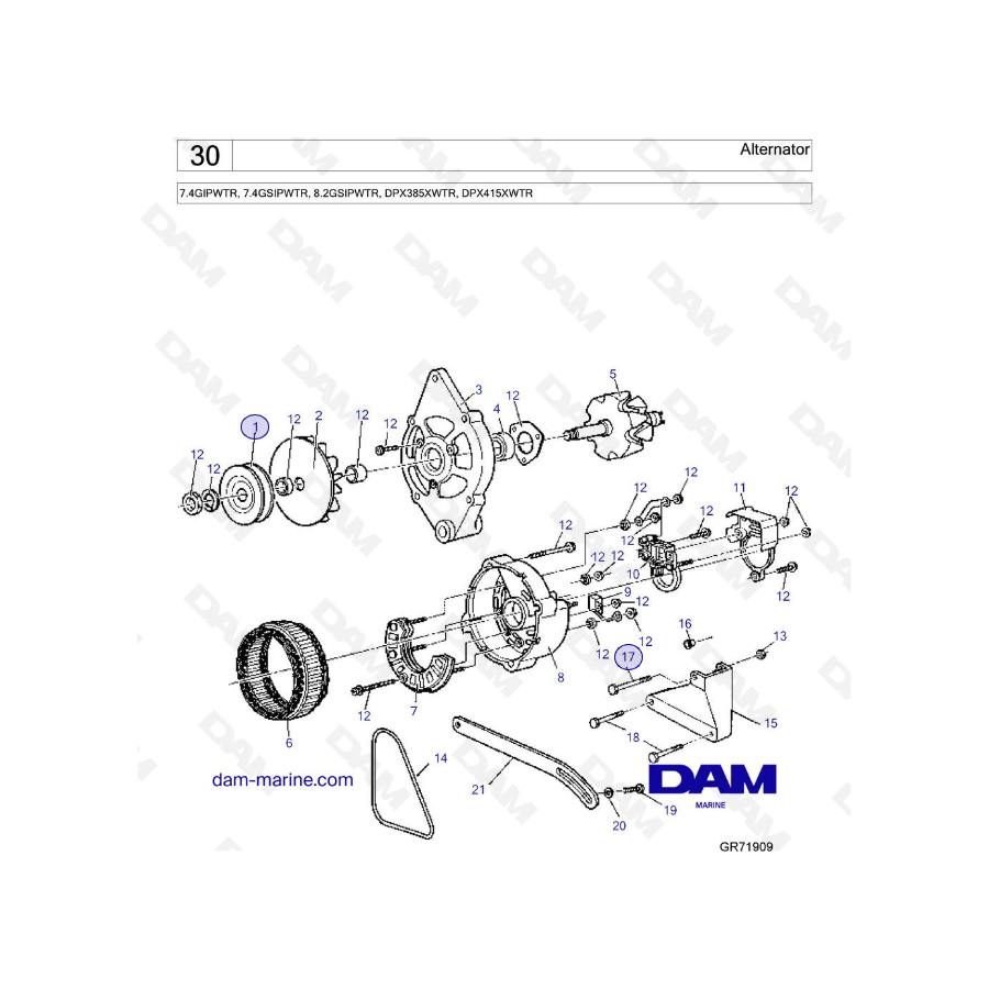 Volvo Penta 7.4L GI - Alternador