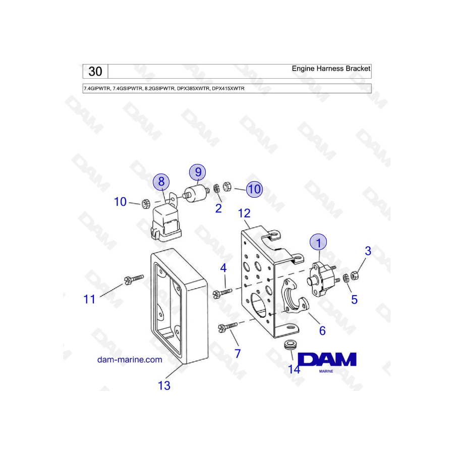 Volvo Penta 7.4L GI - Engine Harness Bracket