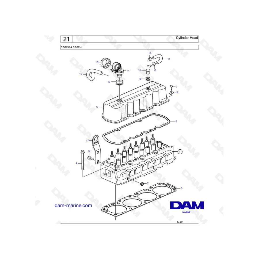 Volvo Penta 3.0L GXI - Culata