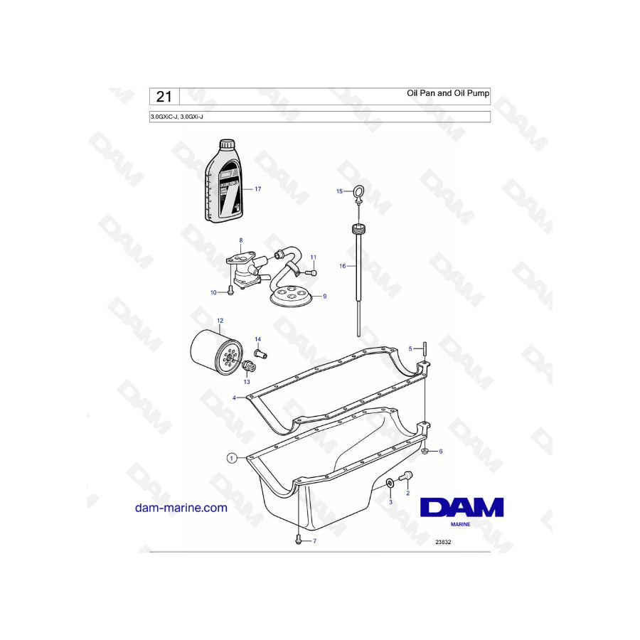 Volvo Penta 3.0L GXI - Cárter de aceite y bomba de aceite