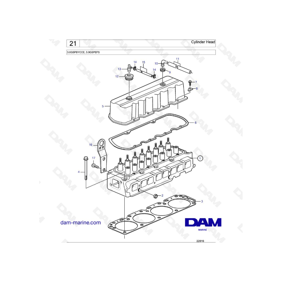 Volvo Penta 3.0L GS - Cylinder Head