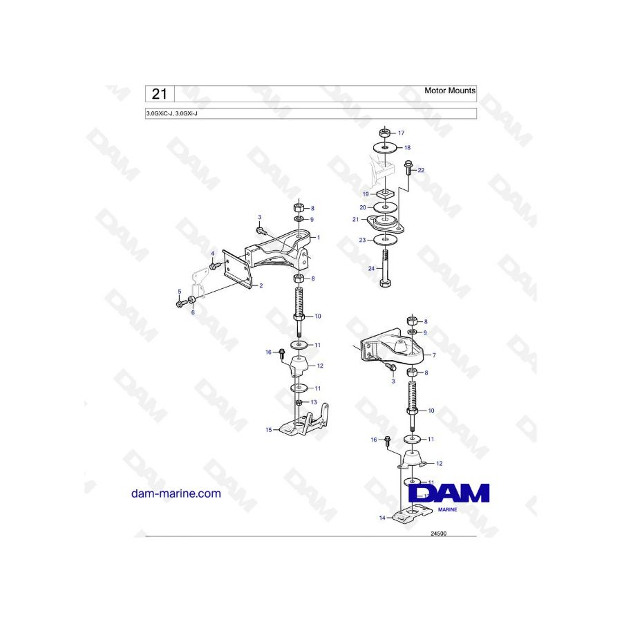 Volvo Penta 3.0L GXI - Soportes de motor