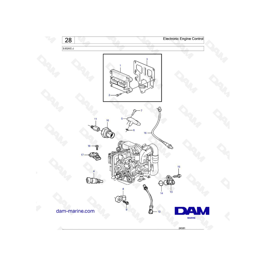 Volvo Penta 3.0L GXI - Control electrónico del motor