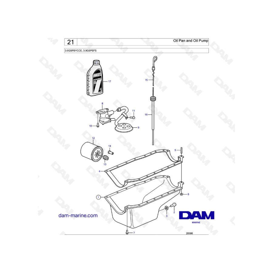 Volvo Penta 3.0L GS - Cárter de aceite y bomba de aceite