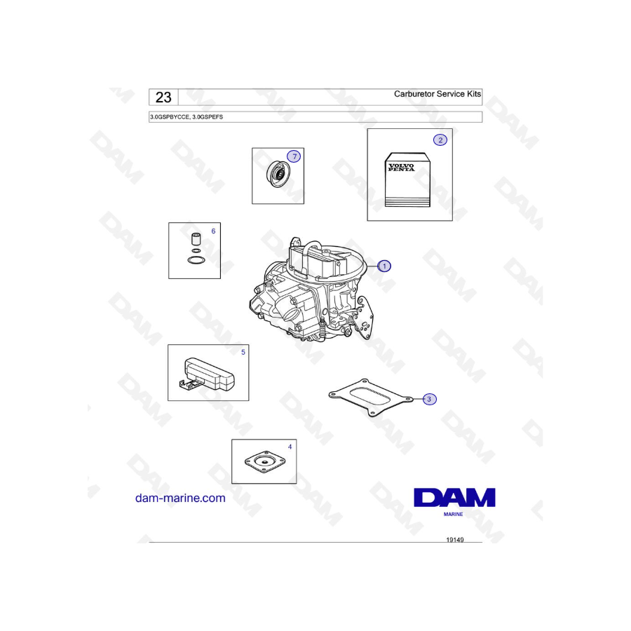 Volvo Penta 3.0L GS - Carburetor Service Kits