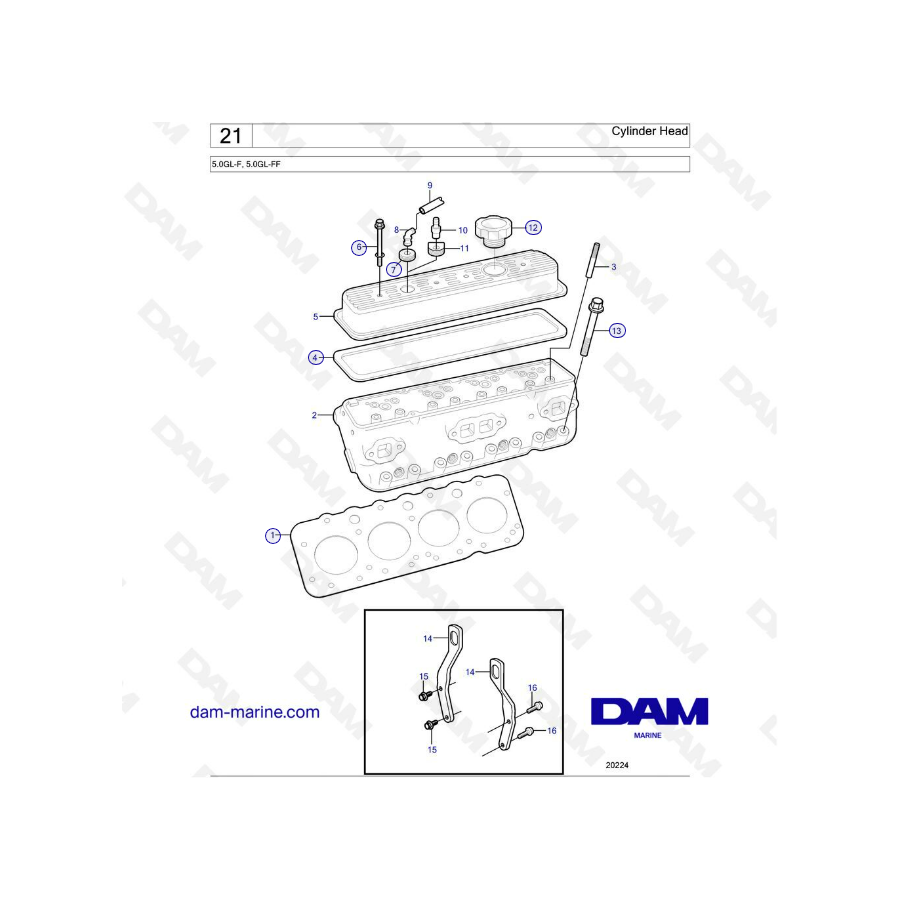 Volvo Penta 5.0L GL - Culata