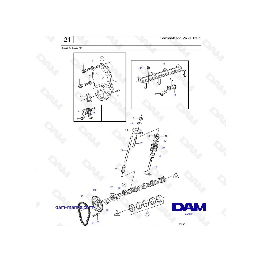 Volvo Penta 5.0L GL - Camshaft & Valve Train