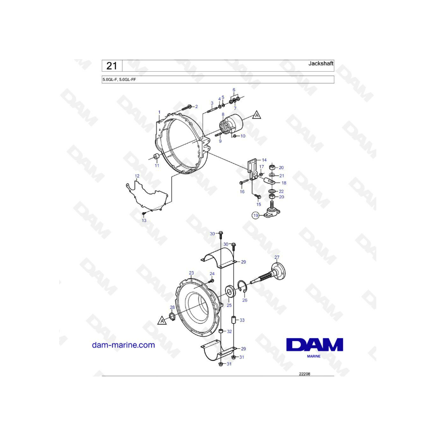 Volvo Penta 5.0L GL - Eje secundario