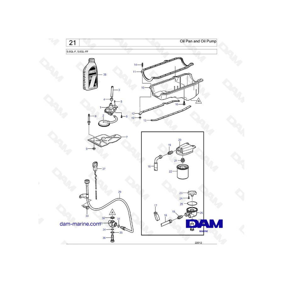 Volvo Penta 5.0L GL - Oil pan & Oil pump