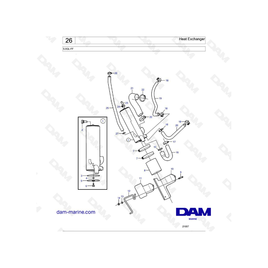 Volvo Penta 5.0L GL - Heat exchanger