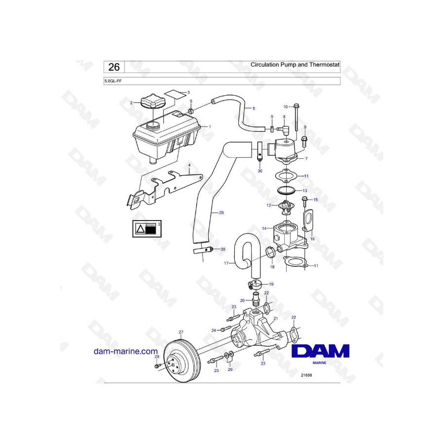 Volvo Penta 5.0L GL - Circulation pump and Thermostat