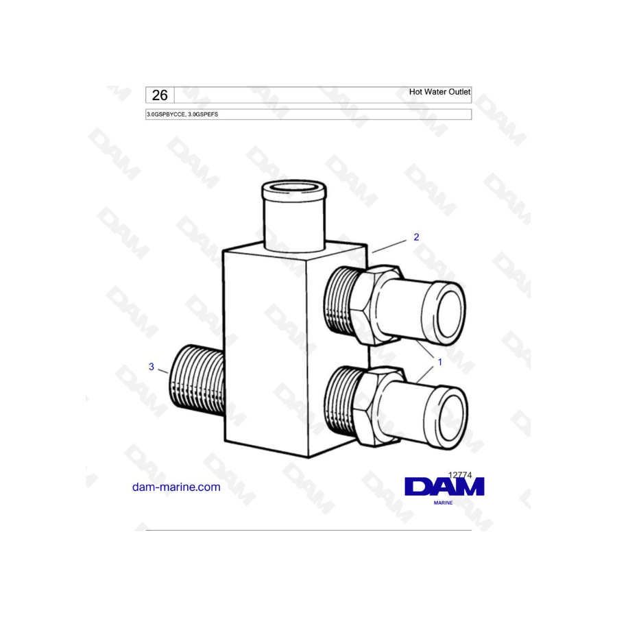 Volvo Penta 3.0L GS - Hot Water Outlet