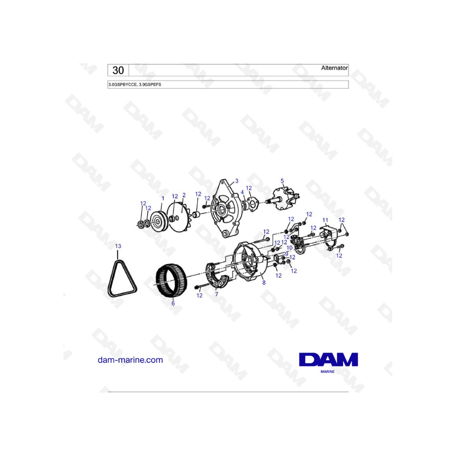 Volvo Penta 3.0L GS - Alternador