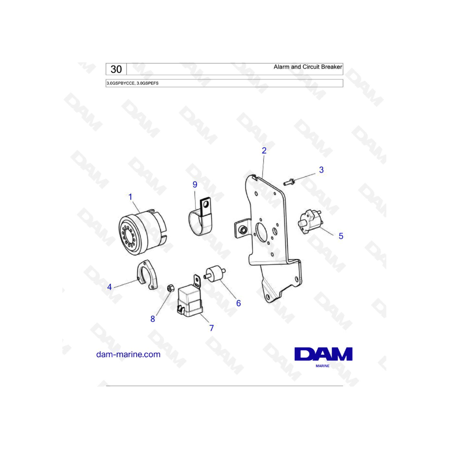 Volvo Penta 3.0L GS - Alarma y disyuntor