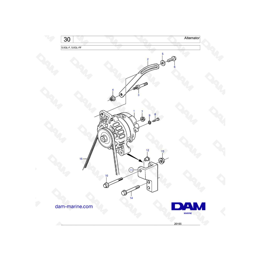 Volvo Penta 5.0L GL - Alternador