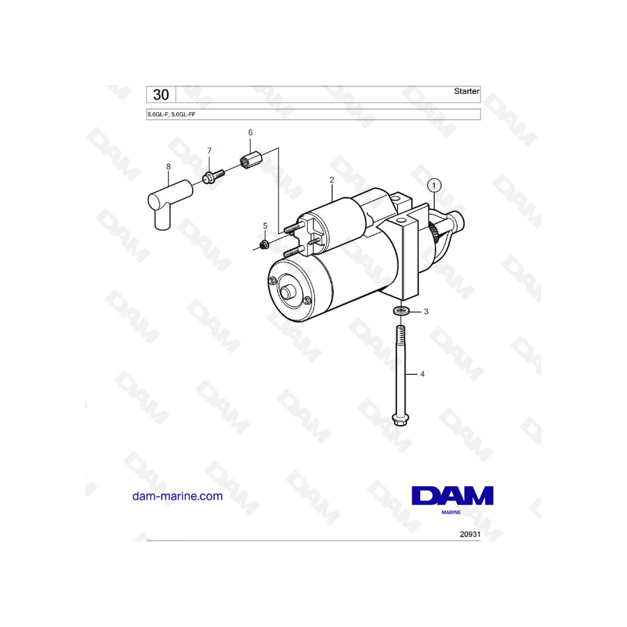 Volvo Penta 5.0L GL - Motor de arranque