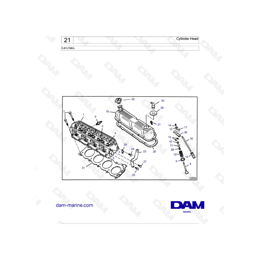 Volvo Penta 5.8L FL - Cylinder Head