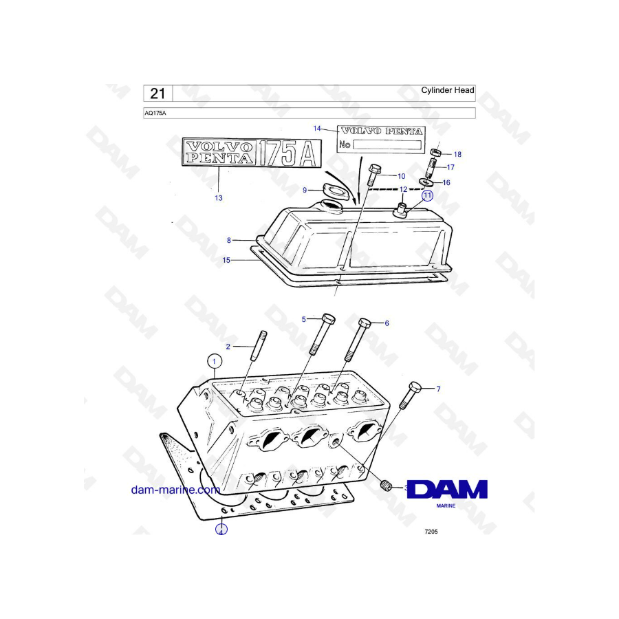 Volvo Penta AQ175 - Cylinder head