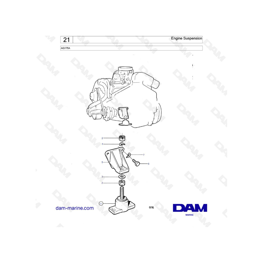 Volvo Penta AQ175 - Suspensión del motor