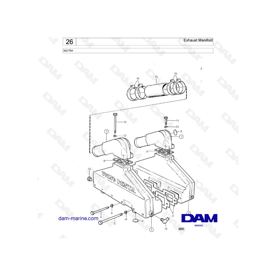 Volvo Penta AQ175 - Colector de escape