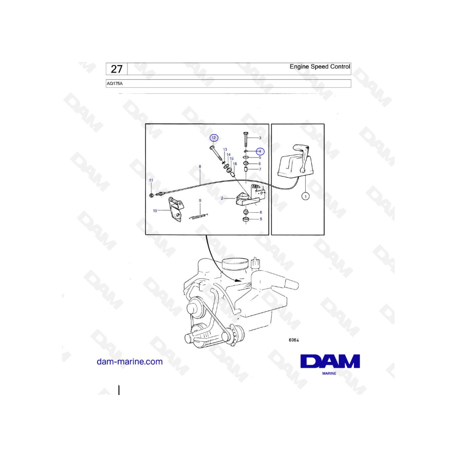 Volvo Penta AQ175 - Control de velocidad del motor