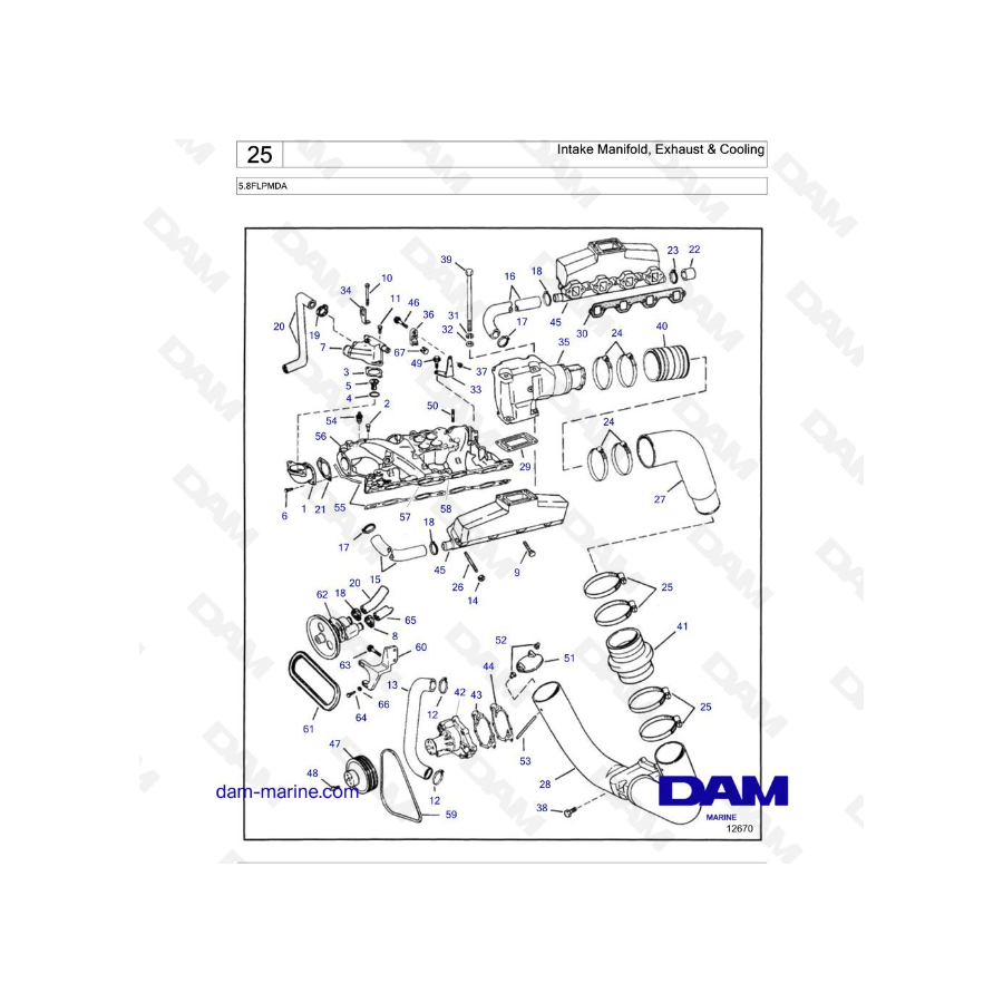 Volvo Penta 5.8L FL - Intake Manifold, Exhaust & Cooling