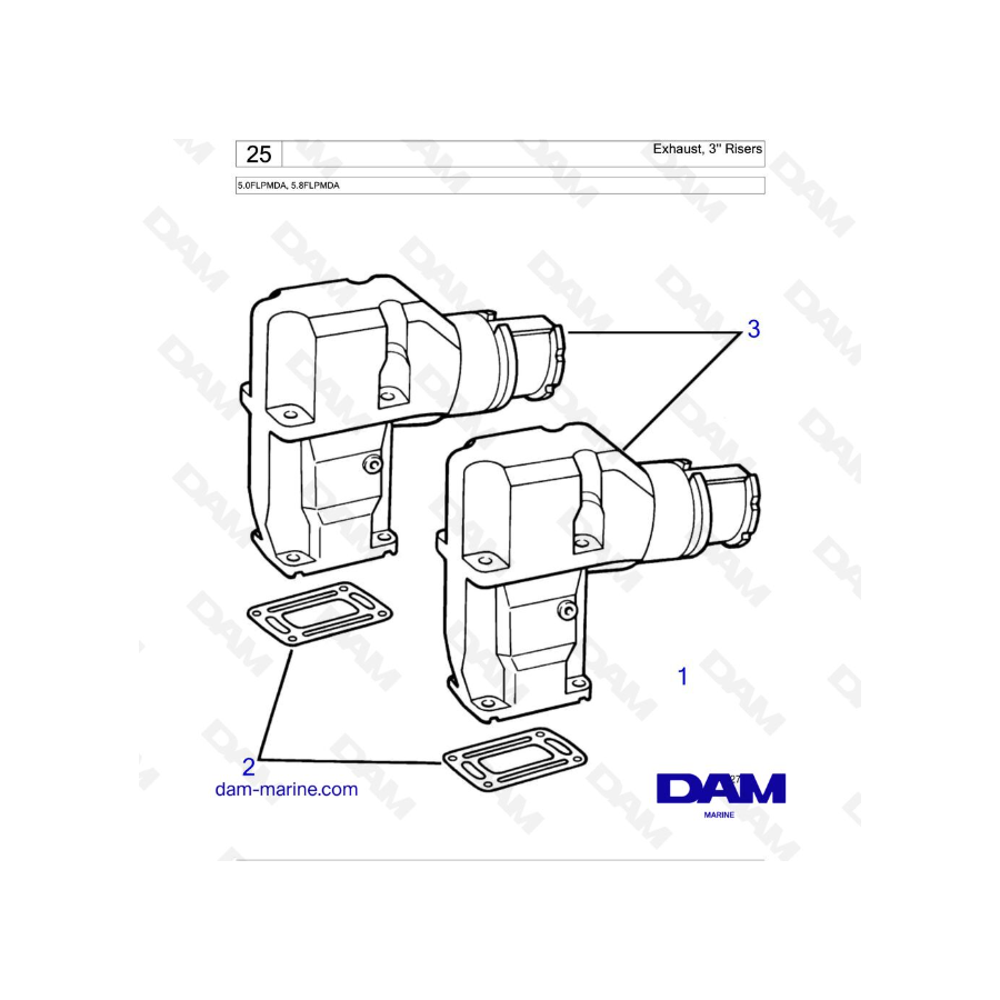 Volvo Penta 5.8L FL -
5.0 FL - Escape, elevadores de 3"