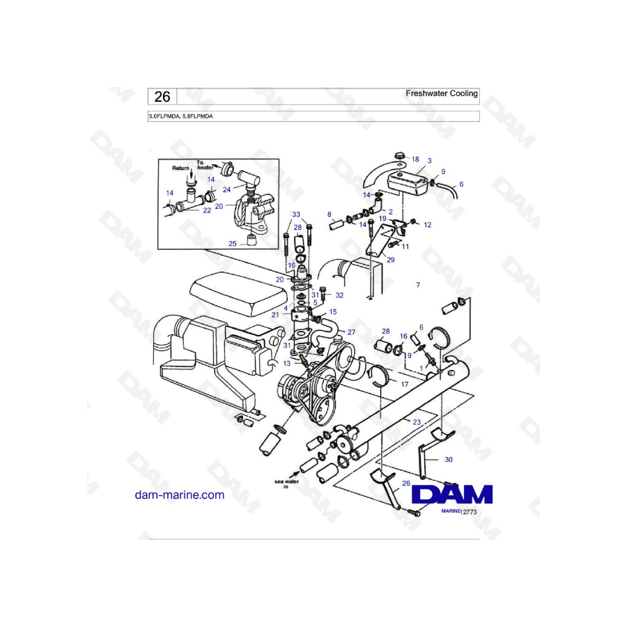 Volvo Penta 5.8L FL - 5.0 FL - Freshwater Cooling