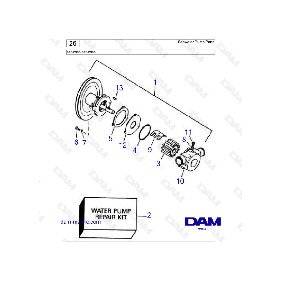 Volvo Penta 5.8L FL - 5.0 FL - Bomba de agua de mar Repuestos