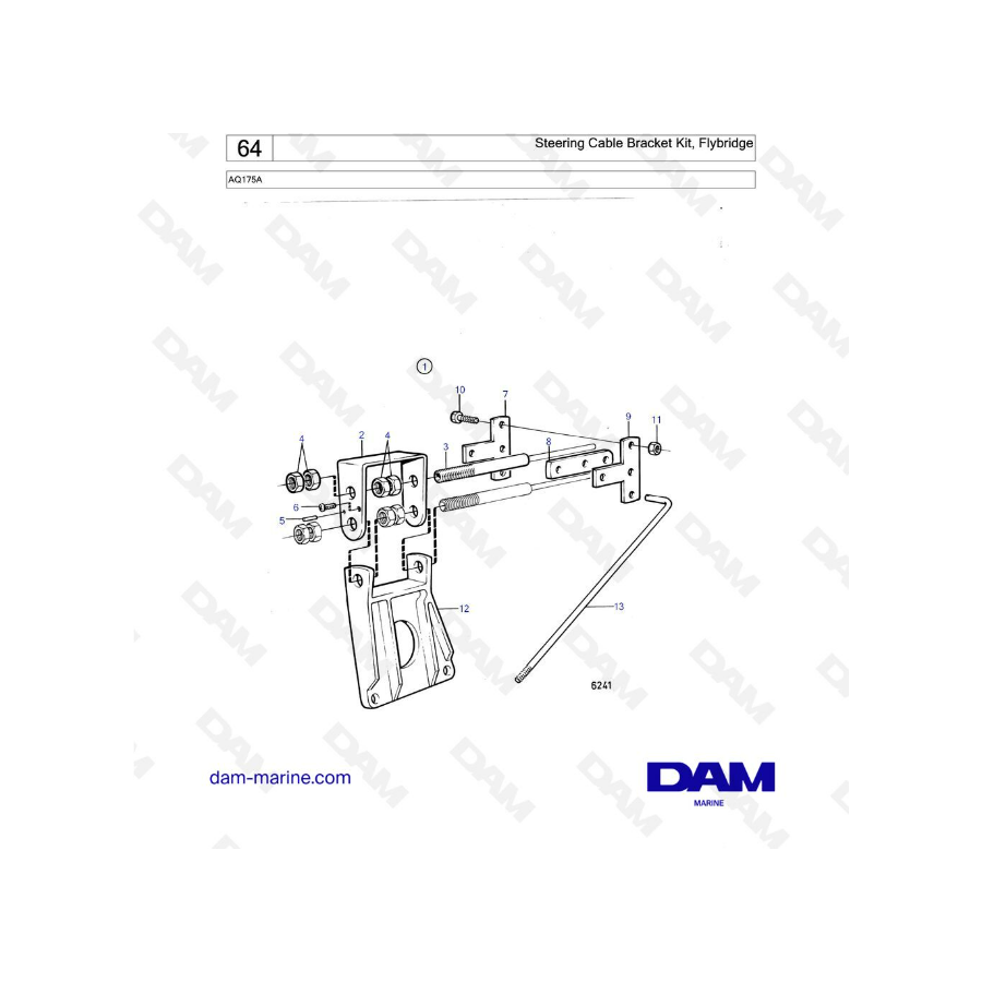 Volvo Penta AQ175 - Kit de soporte de cable de dirección, flybridge