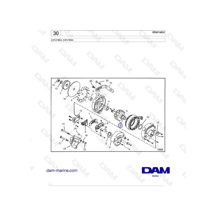 Volvo Penta 5.8L FL - 5.0 FL - Alternador